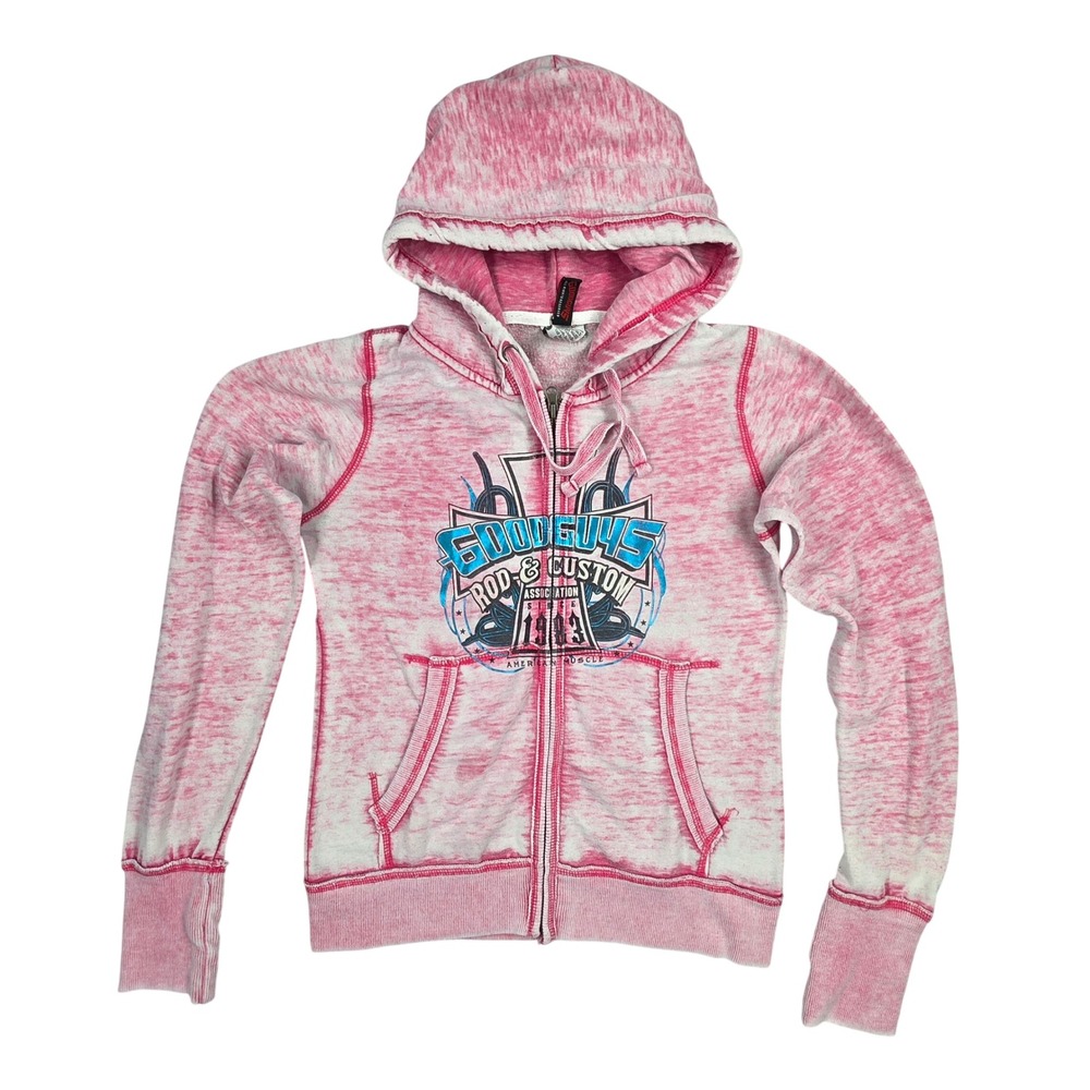 Goodguys Rod & Custom Association Pink Burnout Zip Up Hoodie Small Muscle Car